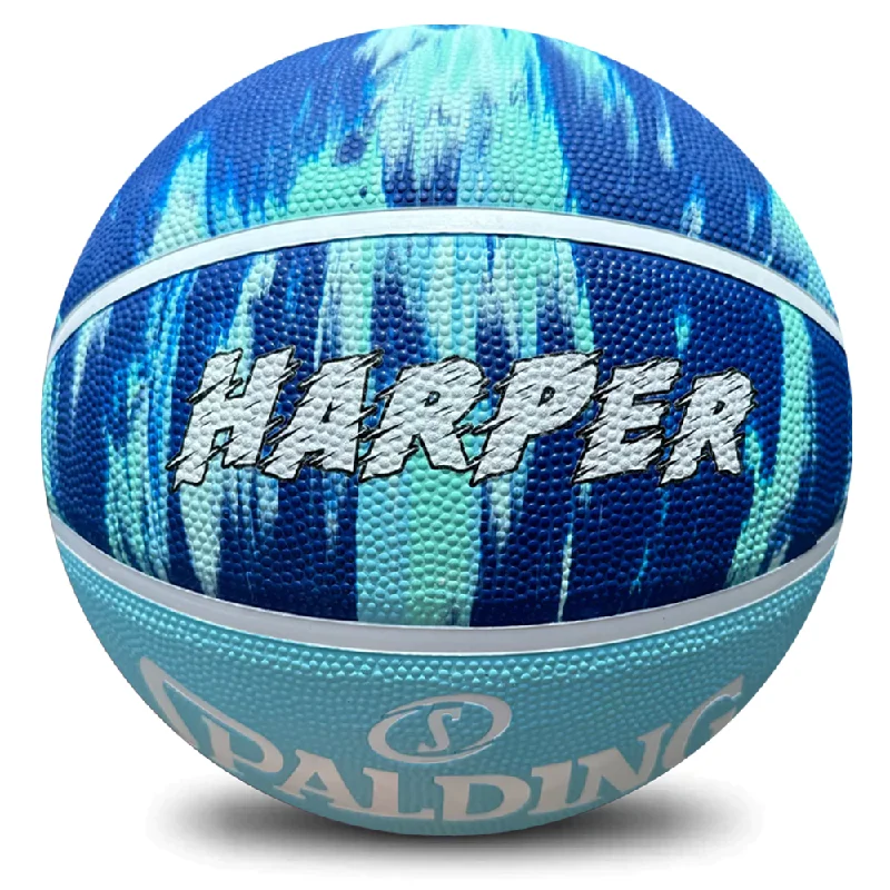 Personalised Spalding Rubber Basketball Marble Blue (Size 7)