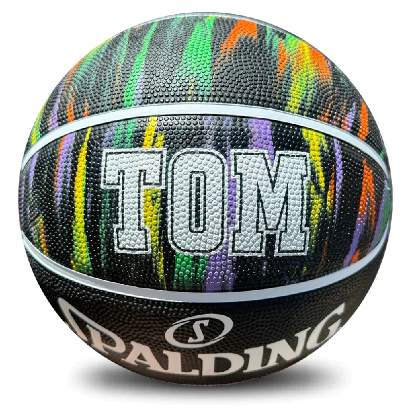 Personalised Spalding Black Marble Basketball (Size 5, 6, 7)