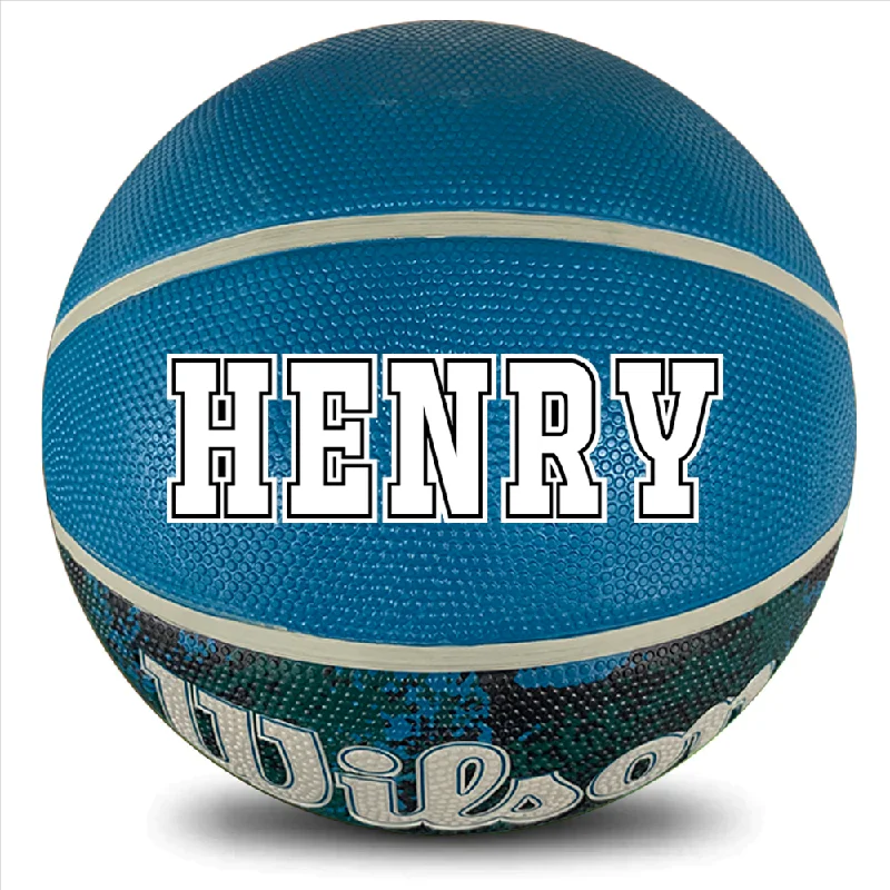 Personalised Wilson DRV VIBE Blue Rubber Basketball (Size 5, 6 & 7)