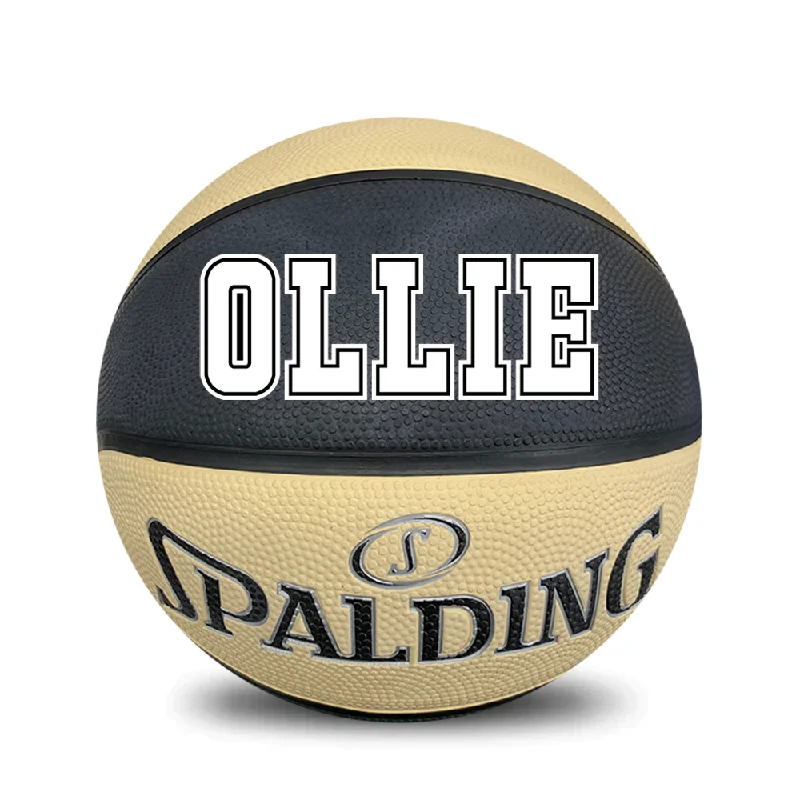 Personalised Spalding Rubber Black and Oatmeal Basketball TF-150 (Size 4)