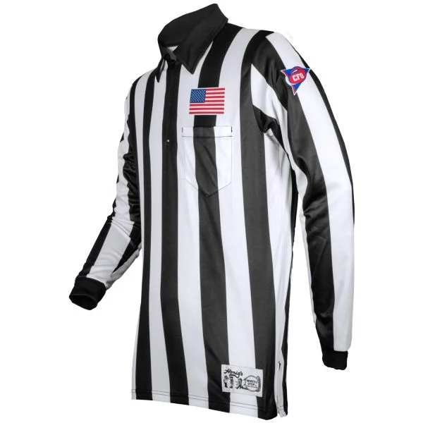 2" Stripe Long Sleeve Ultra Tech Football Jersey With Sublimated Flag, and CFO Patch. Heat Pressed Position Letter - Closeout Sale!