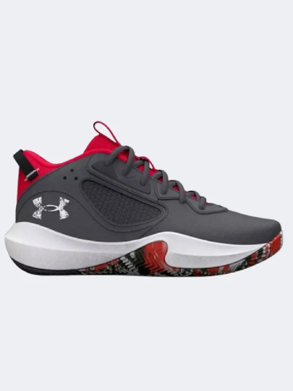 Under Armour Lockdown 6 Gs-Boys Basketball Shoes Grey/White/Red