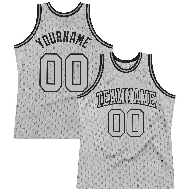 Custom Gray Gray-Black Authentic Throwback Basketball Jersey