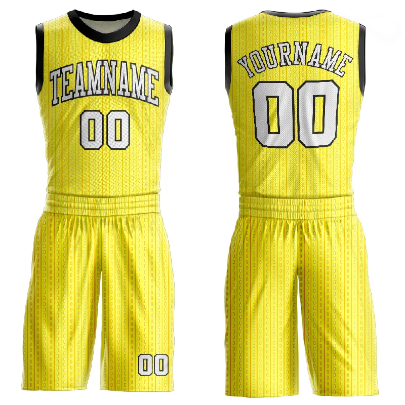 Custom Gold White-Black Round Neck Sublimation Basketball Suit Jersey