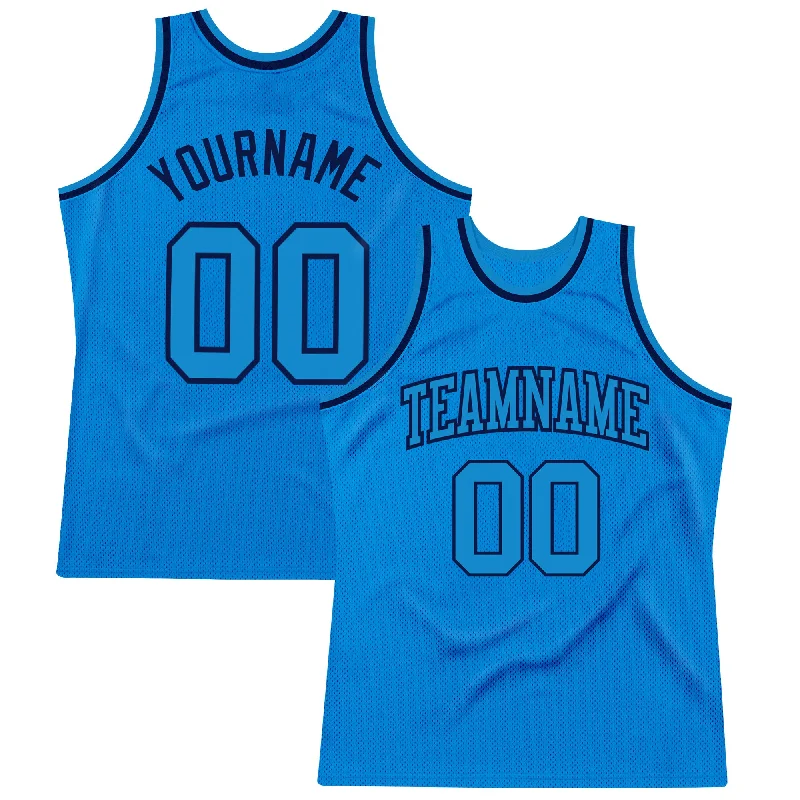 Custom Blue Blue-Navy Authentic Throwback Basketball Jersey