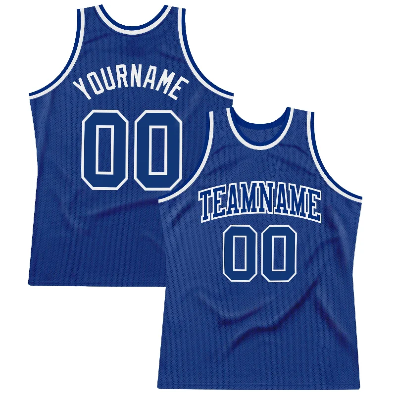 Custom Royal Royal-White Authentic Throwback Basketball Jersey