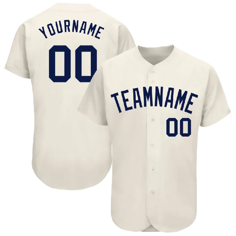 Custom Cream Navy Authentic Baseball Jersey