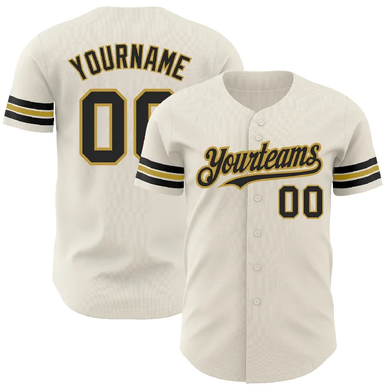 Custom Cream Black-Old Gold Authentic Baseball Jersey