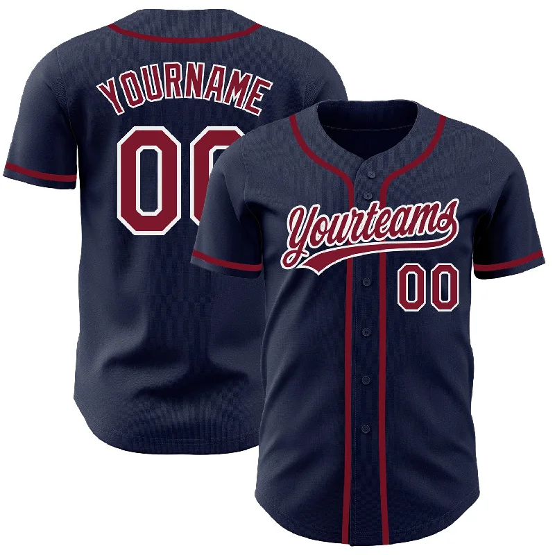 Custom Navy Crimson-White Authentic Baseball Jersey