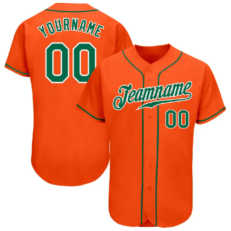 Custom Orange Kelly Green-White Authentic Baseball Jersey