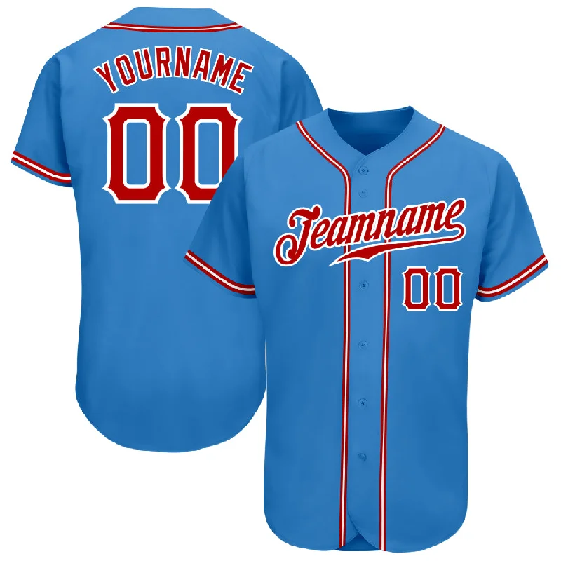 Custom Powder Blue Red-White Authentic Baseball Jersey